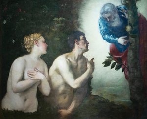 Vyhnání Adama a Evy ze zahrady Eden od Jacopo Robusti Tintoretto