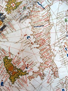 Itálie a Sicílie z renesanční mapy Evropy, Jacopo Russo (po), 1528