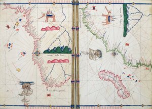 Ms Ital 550.0.3.15 fol.4v-5r Mapa Afriky a mysu Dobré naděje z "Carte Geografiche".