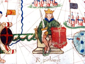 detail polského krále z renesanční mapy Evropy, Jacopo Russo (po), 1528 od Jacopo Russo