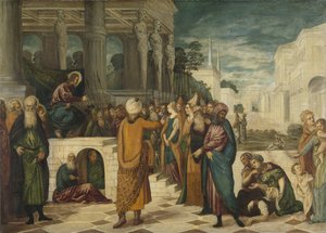 Kristus s cizoložnou ženou od Jacopo Tintoretto
