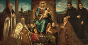Dóže Alvise Mocenigo a rodina před Madonou s dítětem od Jacopo Tintoretto