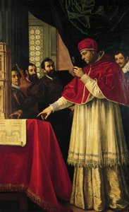 Michelangelo představuje papeži Lvu X. a kardinálu Giuliu Medicejskému modely fasády San Lorenzo, Laurentinské knihovny a hrobek Medicejských. od Jacopo da Empoli (and workshop)