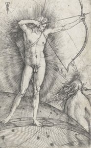 Apollo s lukem a šípem na nebeské planetě a Diana s jelenem, 1503-5 od Jacopo de Barbari