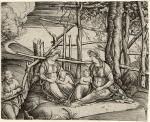 Svatá rodina se sv. Alžběta a Johannesknaben od Jacopo de Barbari