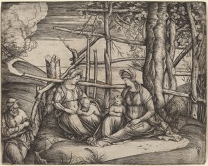 Svatá rodina se svatou Alžbětou a svatým Janem Křtitelem, c. 14991501. od Jacopo de Barbari