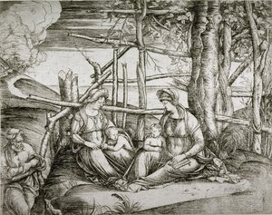 Svatá rodina se svatou Alžbětou od Jacopo de