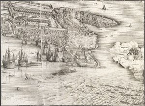 Pohled na Benátky [pravý dolní blok], 1500. od Jacopo de Barbari