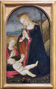 Klanění Kristu s mladým svatým Janem Křtitelem od Jacopo del Sellaio