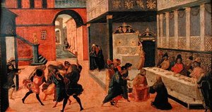 Smrt královny Vashti, po roce 1490 (tempera na panelu)