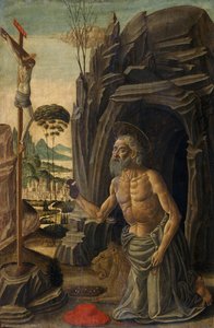 Sv. Jeroným jako kajícník, kolem roku 1590 (tempera na ořechu) od Jacopo del Sellaio