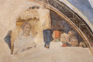 Luneta s postavou světce a pěti neidentifikovanými postavami (freska) od Jacopo di Cione