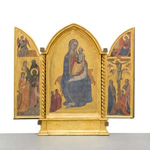 Madona s dítětem; Zvěstování; Ukřižování a svatí, kolem roku 1380 (panel) od Jacopo di Cione