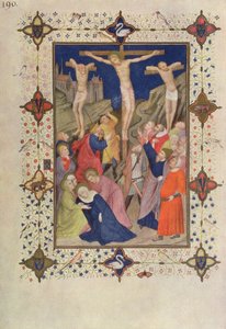 MS 11060-11061 Křížové hodiny: Žádné, Ježíš na kříži, z „Tres Riches Heures du Duc de Berry“ od Jacquemart de Hesdin