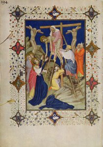 MS 11060-11061 Křížové hodiny: Nešpory, sestup z kříže od Jacquemart de Hesdin