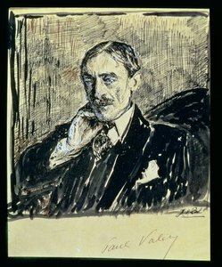 Portrét francouzského spisovatele Paula Ambroise Valeryho (1871-1945) (tuš na papíře) od Jacques-Emile Blanche