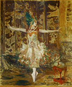 Tamara Karsavina tančí v baletu Igora Stravinského Pták Ohnivák... od Jacques-Emile Blanche
