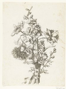 Kytice se sasankami, hyacintem a delphinium Diverse Fleurs mises en Boucquets (název série) od Jacques Bailly (I)