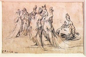 Skupina žen (pero a inkoust na papíře) od Jacques Bellange