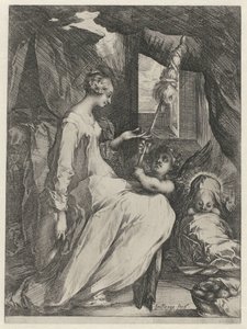 Panna Maria točící se s Ježíškem a andělem Marie s dítětem a andělem, který drží palici od Jacques Bellange