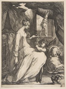 Panna a dítě s andělem, 1612-16. od Jacques Bellange