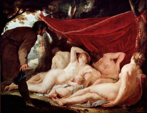 Pojďte a Graces překvapeni smrtelníkem. Obraz Jacquese Blancharda (1600-1638). Rozměr: 170 x 218 cm. muzeum Louvre od Jacques Blanchard