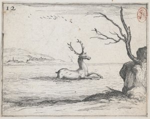 Jelen ve vodě - ne. 12 ze série od Jacques Callot