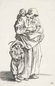 Matka a její tři děti z The Beggars (La mere et ses trois enfants) od Jacques Callot