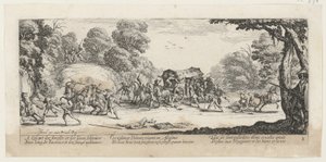 Útok na poštovní dostavník, list 8 ze série „Hrůzy války“ od Jacques Callot
