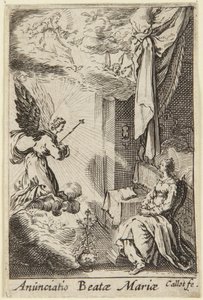 Zvěstování, ze série „La Vie de la Sainte Vierge“ (Život Panny Marie) od Jacques Callot