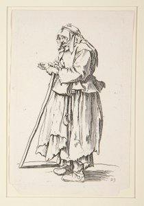 Žebrák-žena přijímající almužnu, od The Beggars od Jacques Callot