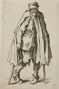 Žebrák opírající se o hůl, talíř devatenáctý z The Beggars od Jacques Callot