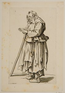 Žebrácká žena přijímající almužnu (lept) od Jacques Callot