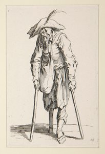 Žebrák s dřevěnou nohou, z The Beggars (Le mendiant a la jambe de bois) od Jacques Callot