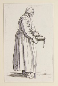 Žebrácká žena nesoucí misku, z The Beggars (La mendiante a la sebille) od Jacques Callot