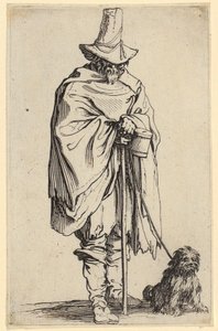 Slepý muž a jeho pes, list 22 ze série „Žebráci“ od Jacques Callot