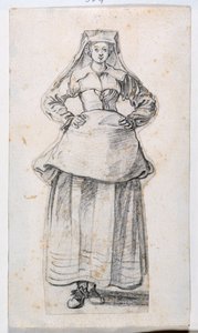 Bourgeoises Dans Differentes Attitudes, z alba Prints Album 21, číslo 304 (křída na papíře) od Jacques Callot