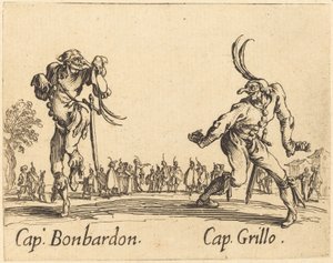 Víčko. Bonbardon a čepice. Grillo, c. 1622. od Jacques Callot