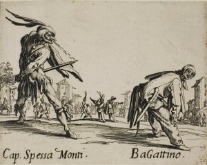 Capitan Spessa Monti - Begattino, talíř 10 z Balli di Sfessania od Jacques Callot