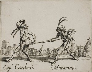 Kapitán Cardoni - Maramao, talíř 22 od Balli di Sfessania od Jacques Callot
