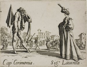 Kapitánský obřad - Lady Lavinia, deska 3 z knihy Balli di Sfessania od Jacques Callot