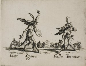 Cicho Sgarra - Collo Francisco, talíř 6 od Balli di Sfessania od Jacques Callot