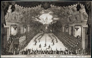 Combat a la barriere: (rytina) Vstup Jeho Výsosti vévody Karla IV. lotrinského... od Jacques Callot