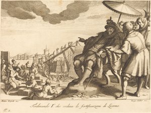 Výstavba a opevnění přístavu Livorno od Jacques Callot