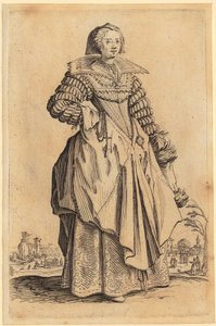 Dáma s krajkovým límcem, list 8 ze série „Šlechta“ od Jacques Callot
