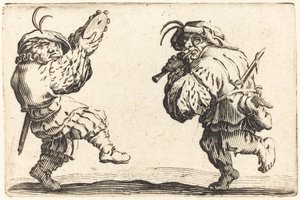 Tanečníci s flétnou a tamburínou, c. 1622. od Jacques Callot