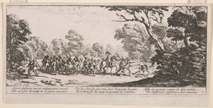 Discovery of the Malefactors, ilustrace z The Large Miseries of War od Jacques Callot