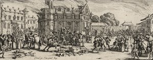 Zničení kláštera, 1633 (lept na položený papír) od Jacques Callot