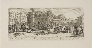 Destruction of a Convent, deska šest z The Miseries of War od Jacques Callot