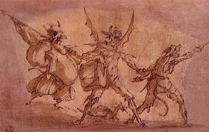 Ďábelští mušketýři (pero a inkoust na papíře) od Jacques Callot